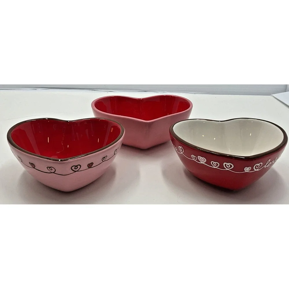 Valentine's Day Heart Ceramic‎ Bowl Set of 3